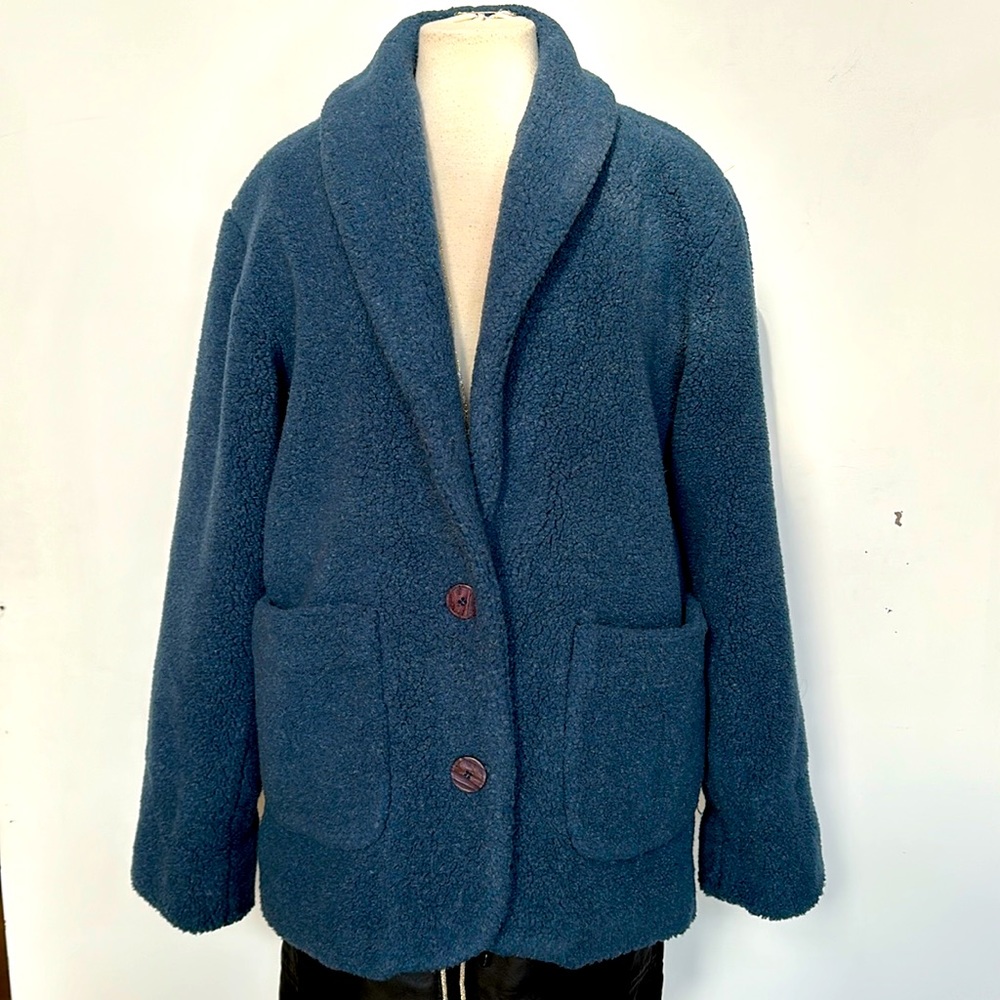 Kristen Blake Apres warm buttoned mid length overcoat. Size S, blue, $68